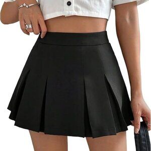 Women's High Waisted Pleated Skirt Skater A Line Mini Uniform Skirt